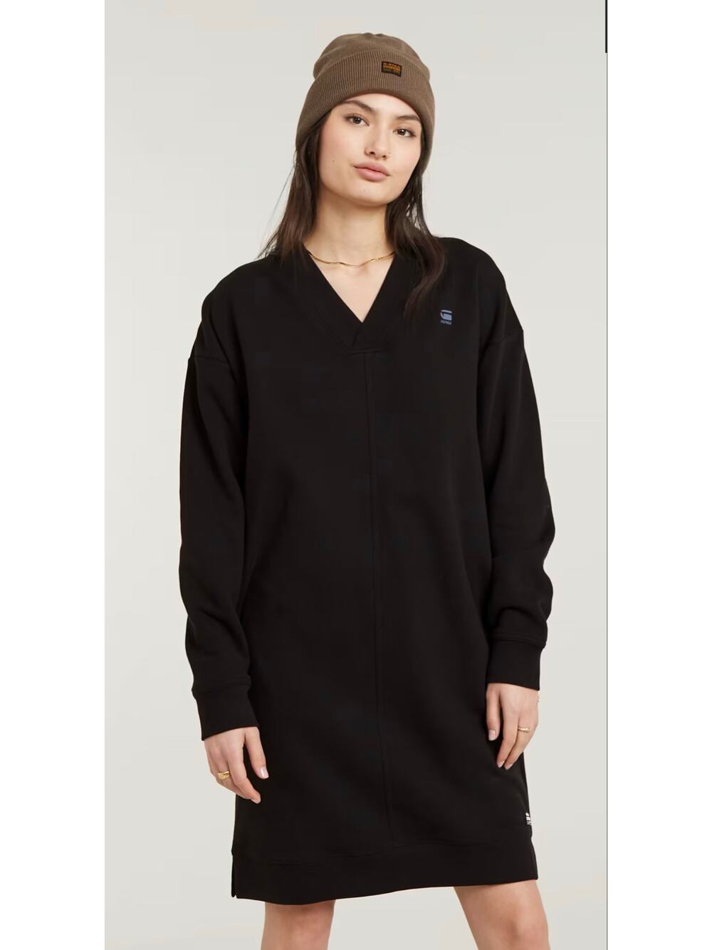 NWT G Star V Neck  Sweater Dress, Black, Medium